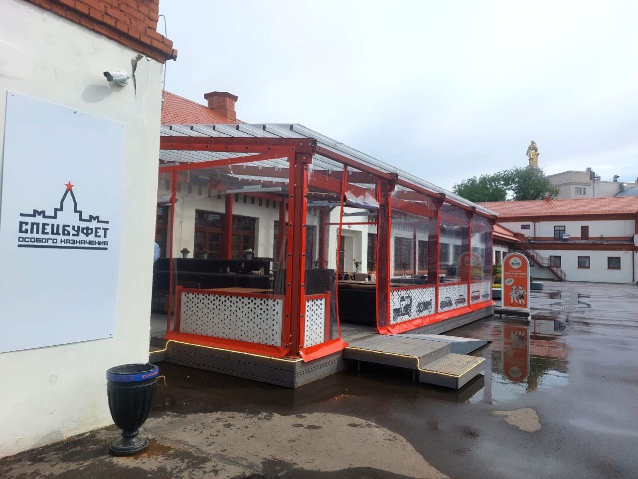 ПВХ шторы для летней террасы кафе в городе Кольчугино